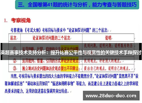 英超赛事技术支持分析：提升比赛公平性与观赏性的关键技术手段探讨